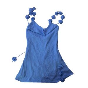NWT Abercrombie blue floral strap mini dress - size XS petite
